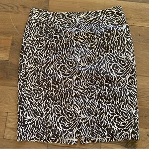 Ann Taylor Loft Brown Animal Print Pencil Skirt Size 6 Petite